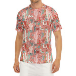 Happy Llama Pattern Print Men's Short Sleeve Rash Guard