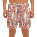 Happy Llama Pattern Print Men's Split Running Shorts