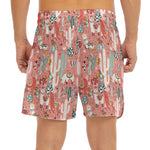 Happy Llama Pattern Print Men's Split Running Shorts