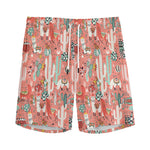 Happy Llama Pattern Print Men's Sports Shorts