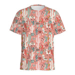 Happy Llama Pattern Print Men's Sports T-Shirt