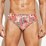 Happy Llama Pattern Print Men's Swim Briefs