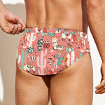 Happy Llama Pattern Print Men's Swim Briefs
