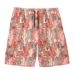 Happy Llama Pattern Print Men's Swim Trunks