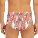 Happy Llama Pattern Print Men's Triangle Swim Briefs