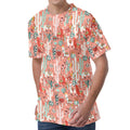 Happy Llama Pattern Print Men's Velvet T-Shirt