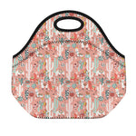 Happy Llama Pattern Print Neoprene Lunch Bag