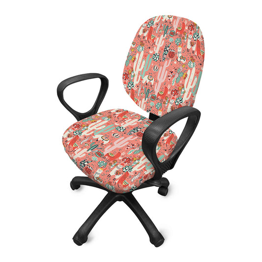 Happy Llama Pattern Print Office Chair Cover