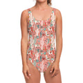 Happy Llama Pattern Print One Piece Swimsuit