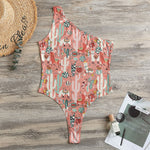 Happy Llama Pattern Print One Shoulder Bodysuit