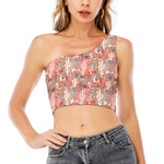 Happy Llama Pattern Print One Shoulder Crop Top