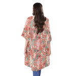 Happy Llama Pattern Print Open Front Beach Cover Up