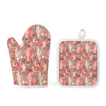 Happy Llama Pattern Print Oven Mitt And Pot Holder Set