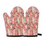 Happy Llama Pattern Print Oven Mitts