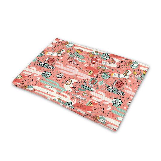 Happy Llama Pattern Print Pet Cooling Mat Cover