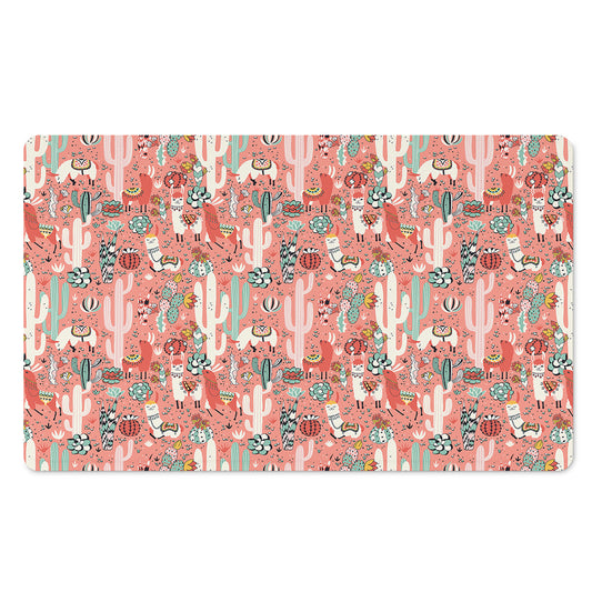 Happy Llama Pattern Print Polyester Doormat