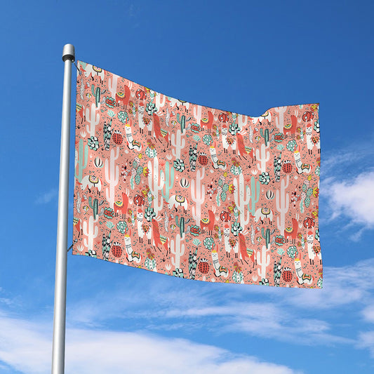 Happy Llama Pattern Print Polyester Flag