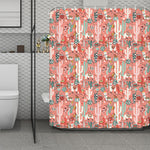 Happy Llama Pattern Print Polyester Shower Curtain