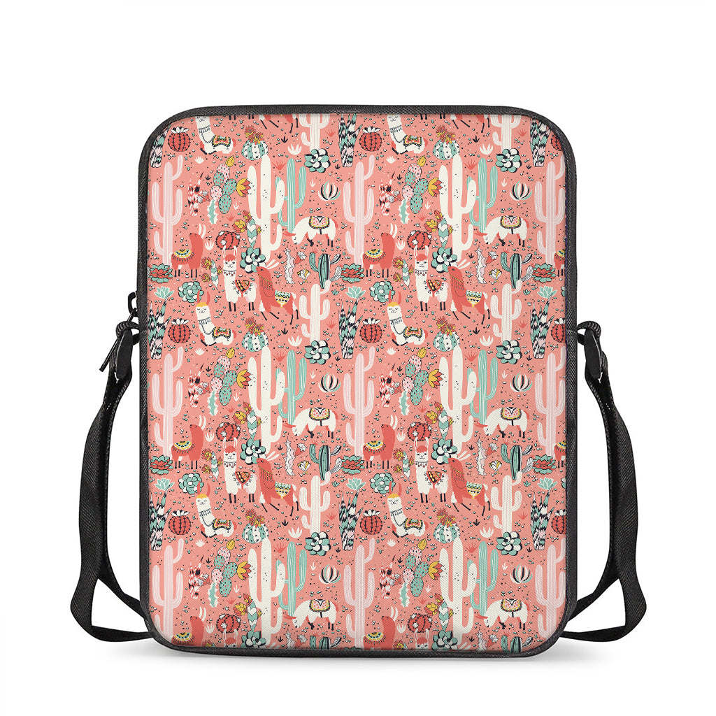 Happy Llama Pattern Print Rectangular Crossbody Bag