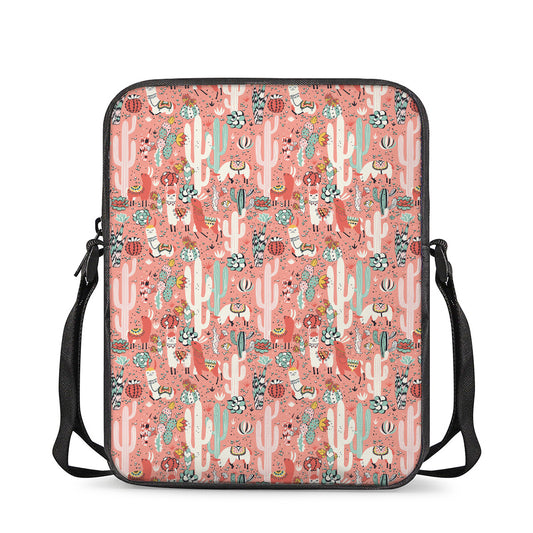Happy Llama Pattern Print Rectangular Crossbody Bag