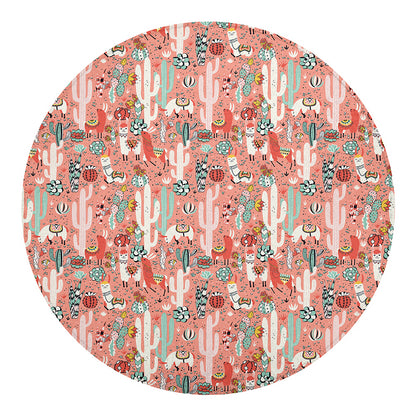 Happy Llama Pattern Print Round Blanket