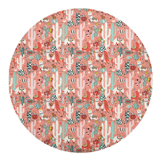 Happy Llama Pattern Print Round Blanket