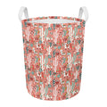 Happy Llama Pattern Print Round Laundry Basket