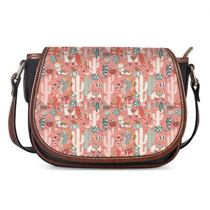 Happy Llama Pattern Print Saddle Bag