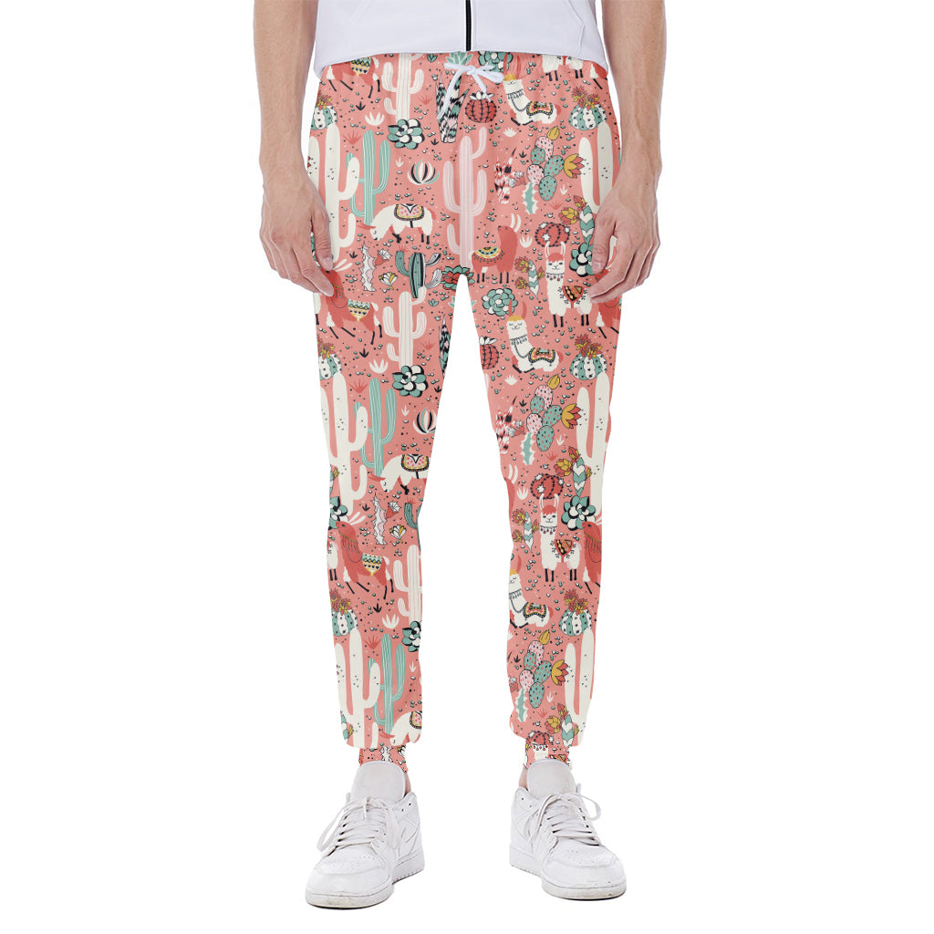 Happy Llama Pattern Print Scuba Joggers