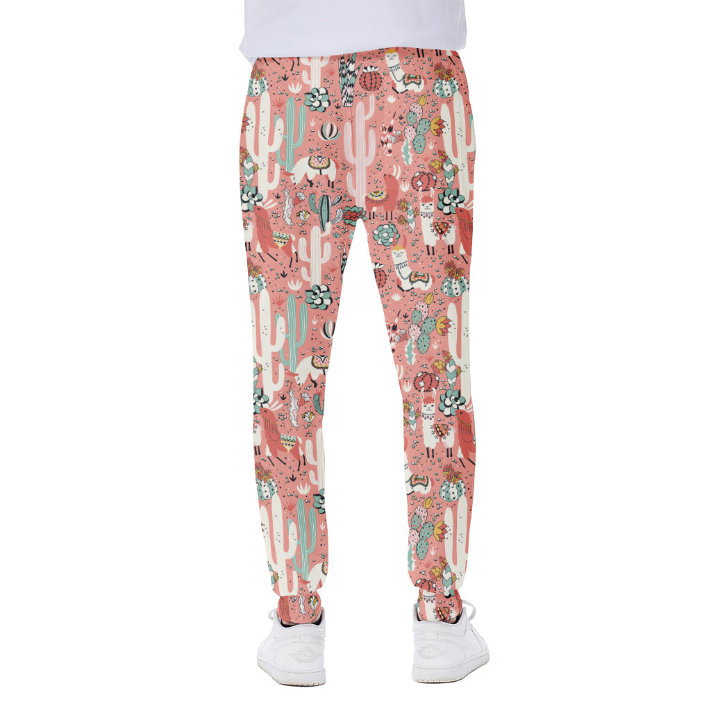 Happy Llama Pattern Print Scuba Joggers