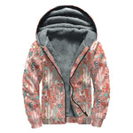 Happy Llama Pattern Print Sherpa Lined Zip Up Hoodie