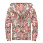 Happy Llama Pattern Print Sherpa Lined Zip Up Hoodie