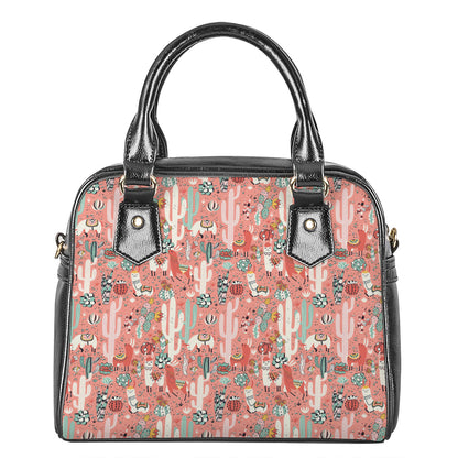 Happy Llama Pattern Print Shoulder Handbag