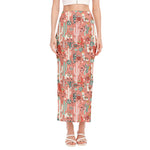 Happy Llama Pattern Print Side Slit Maxi Skirt