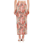 Happy Llama Pattern Print Side Slit Maxi Skirt