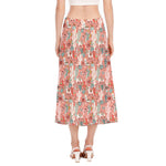 Happy Llama Pattern Print Side Slit Midi Skirt