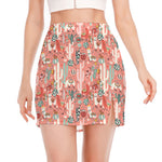 Happy Llama Pattern Print Side Slit Mini Skirt