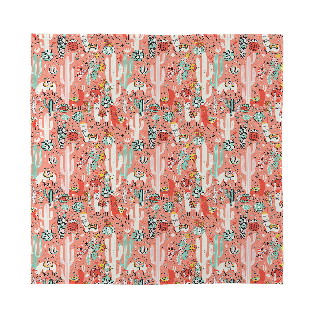 Happy Llama Pattern Print Silk Bandana