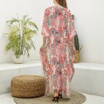 Happy Llama Pattern Print Silk V-Neck Kaftan Dress