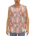 Happy Llama Pattern Print Sleeveless Baseball Jersey