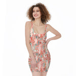 Happy Llama Pattern Print Sleeveless Bodycon Dress
