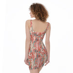 Happy Llama Pattern Print Sleeveless Bodycon Dress