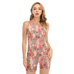 Happy Llama Pattern Print Sleeveless One Piece Swimsuit