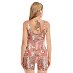 Happy Llama Pattern Print Sleeveless One Piece Swimsuit