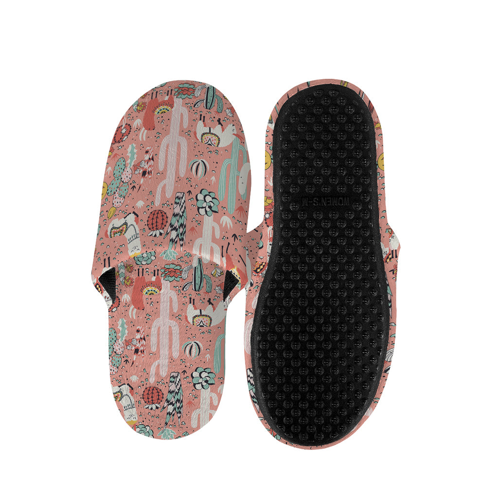 Happy Llama Pattern Print Slippers