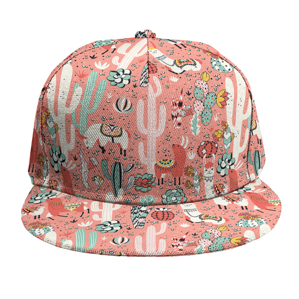 Happy Llama Pattern Print Snapback Cap