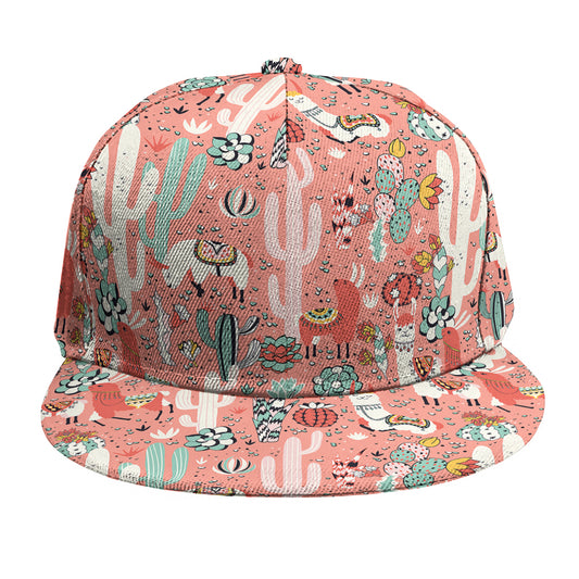 Happy Llama Pattern Print Snapback Cap