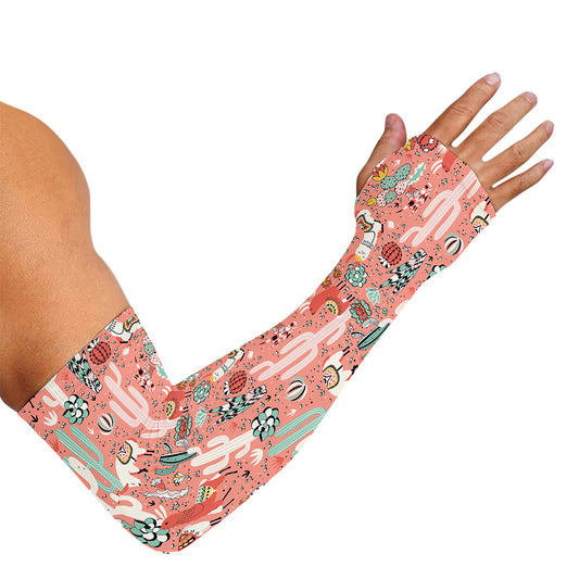 Happy Llama Pattern Print Sun Protection Arm Sleeves