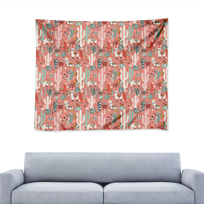 Happy Llama Pattern Print Tapestry