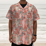 Happy Llama Pattern Print Textured Short Sleeve Shirt